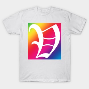 Rainbow White Letter V T-Shirt